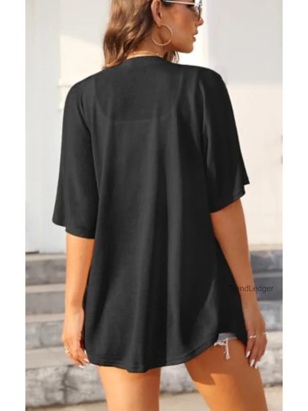 Short Sleeve Open Front Cardigan Lightweight Summer with Pockets Casual Cover Up